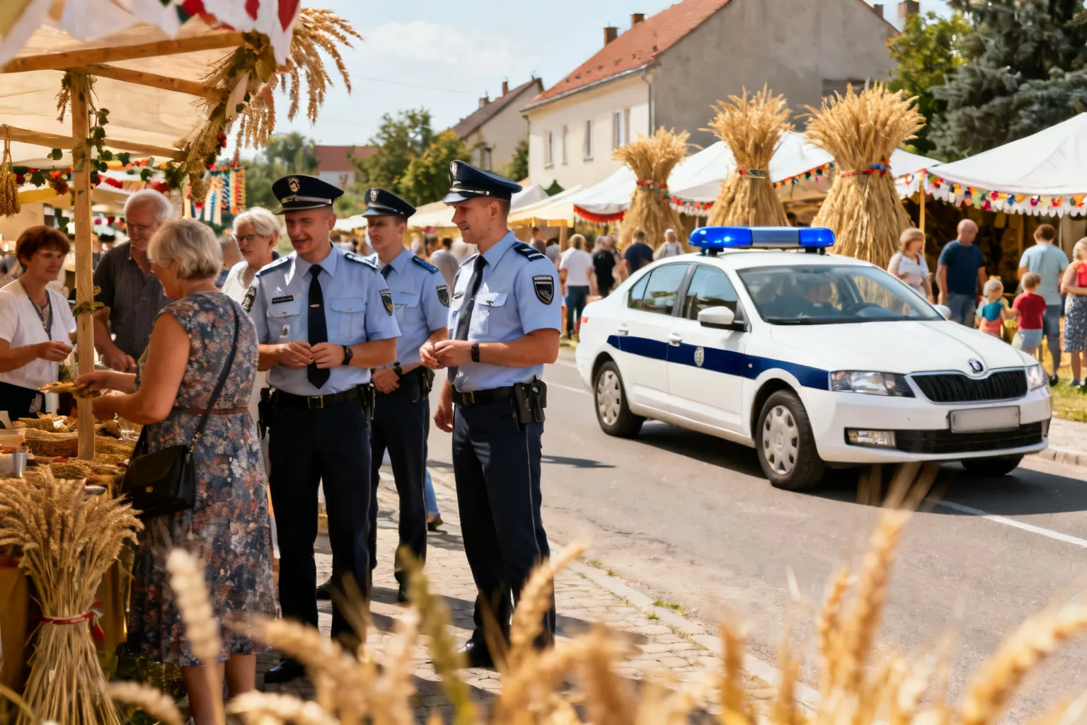 Policjanci z Koronowa na dożynkach w Sicienku — profilaktyka i rekrutacja