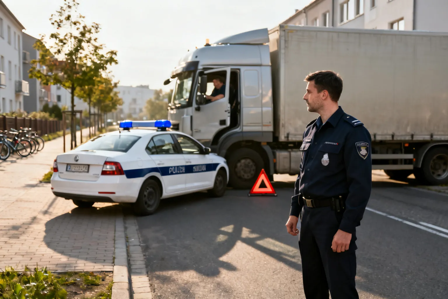 Policjanci z Koronowa pomogli kierowcy ciężarówki na ul. Kościuszki