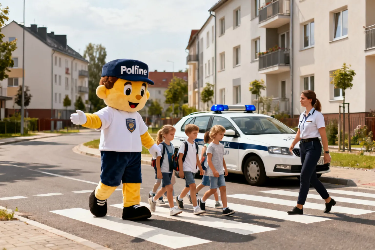 Spotkania profilaktyczne z Polfinkiem o bezpiecznym przechodzeniu przez jezdnię