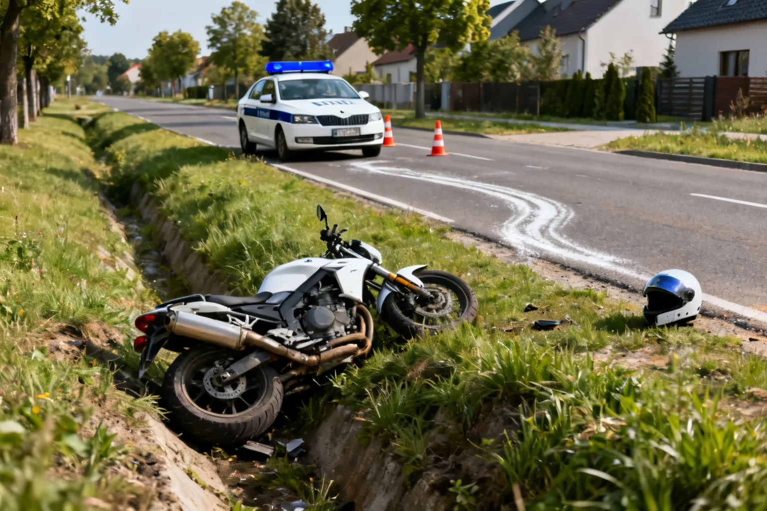 Motocyklista wpadł do rowu na drodze wojewódzkiej 238. Policja apeluje o ostrożność